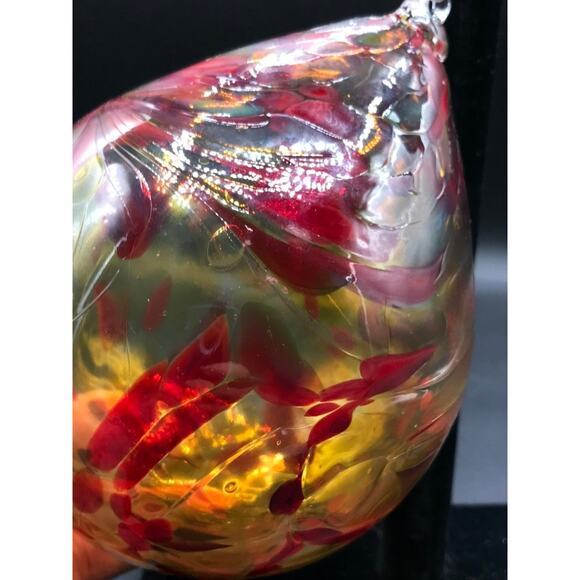 Hand Blown Glass Tear Drop Large Christmas Ornament Outdoor Orb 4.5" Diameter - Picture 5 of 8